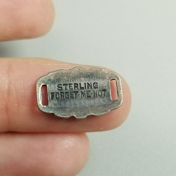 Vintage Cliff Sterling Silver Forget-Me-Not Bracelet Charm Slide Link Engraved - Picture 6 of 7